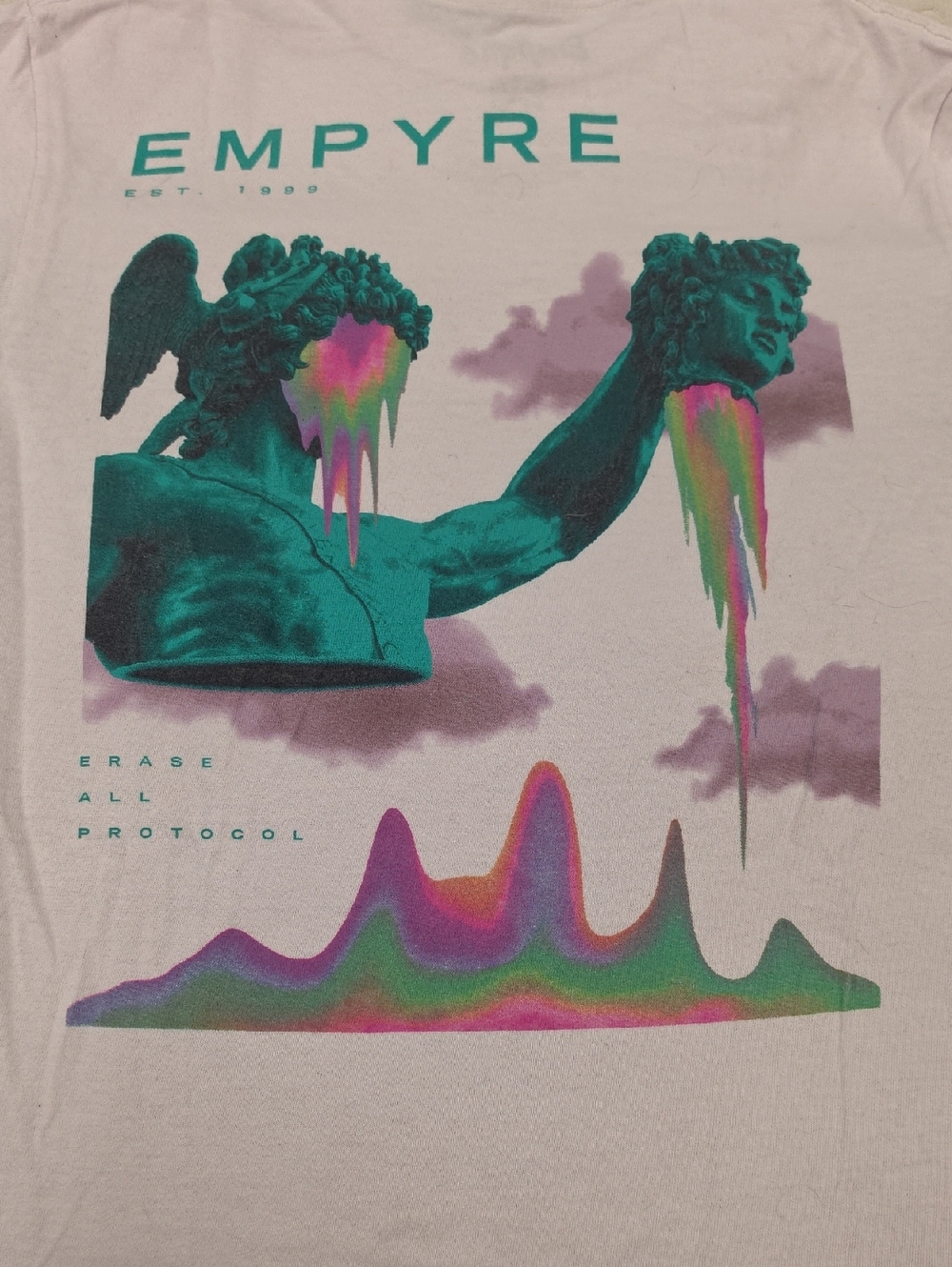EMPYRE Teal Statue Print with Neon Drip Accents Erase All Protocol Small